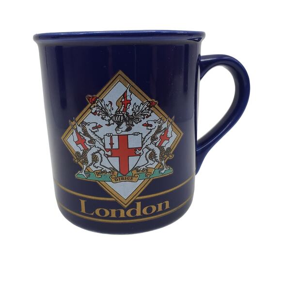 London Coffee Mug Sampson Souvenir British Ceramic Cup Blue Gold Vintage Enland - Picture 3 of 7